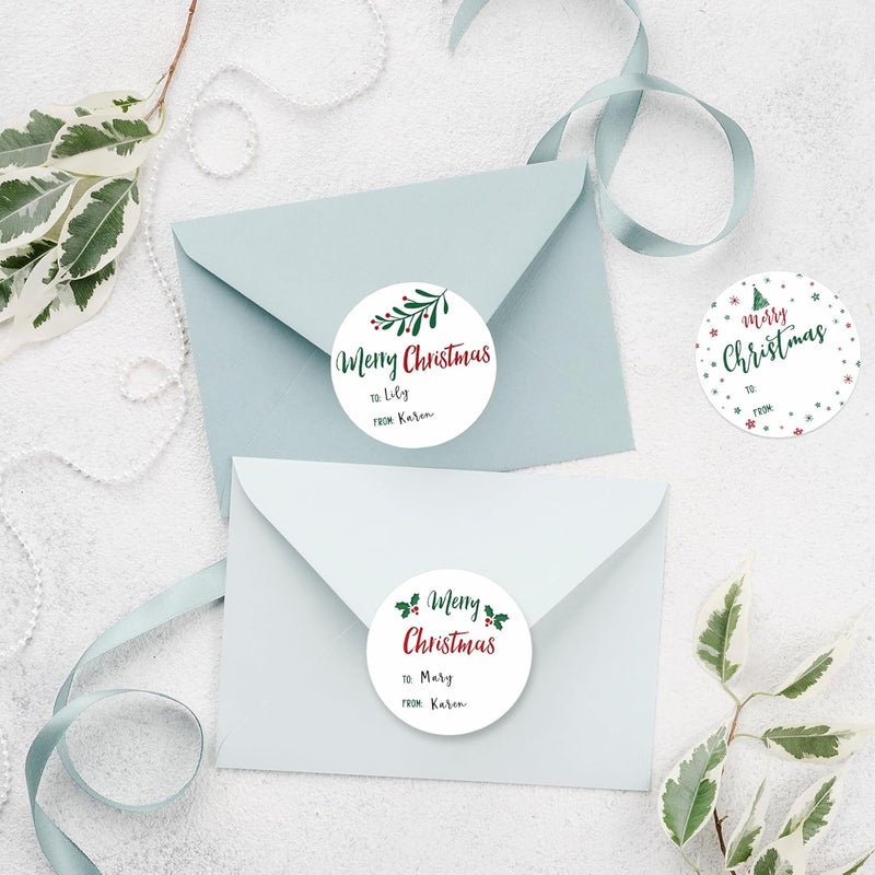 KINGLAKE Merry Christmas Stickers - 120 Pcs Xmas Name Tags & Envelope Seals - 2 Inch Round Stickers for Gift Wrapping - Image 5
